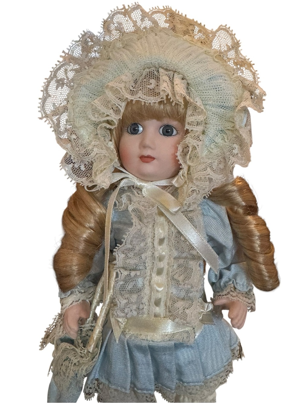 Limited Edition Alberon Zoe Porcelain Collectible Doll in Pale Blue Lace Outfit - Picture 13 of 16